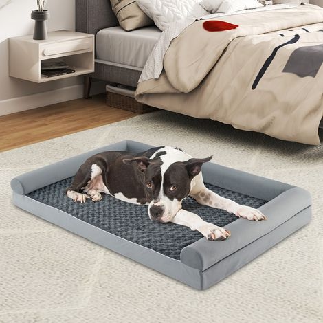 Costway – Lit orthopédique pour chien XXL – Coussin en mousse en forme d'œuf – Housse amovible et lavable – 135 x 91 x 18 cm (1/5)