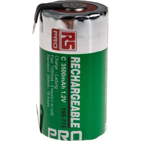 Accumulateur C NiMH, 3.5Ah 1.2V, RS PRO sortie Cosses ( Prix pour 1 )