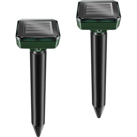 Lot de 2 Répulsif Taupe Solaire Répulsif Ultrason Mole Chasse Taupe Solaire Intelligent Combine Sons et Dispositif étanche de Charge Solaire pour Jardins Extérieurs Pelouse (1/5)