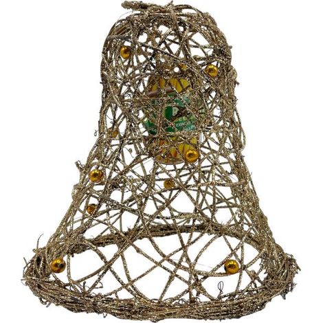Campana Decorativa Natalizia Natale in Bambu' Dorata 20 x 22 cm