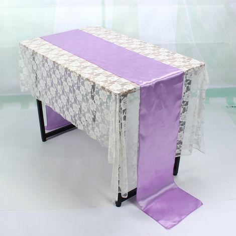 Chemin de table 30 x 275 cm pour la décoration de table de banquet de mariage (violet clair) (1/4)