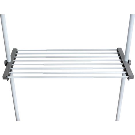 Surface de rangement télescopique extensible – Étagère dressing modulable en métal – Dimensions 73-120x42,5x4cm – Blanc