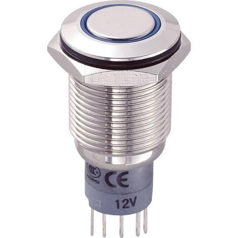 TRU COMPONENTS 701857 LAS2GQF-11E/B/12V/N/P Pulsante antivandalo 250 V/AC 3 A 1 x On / (On) Momentaneo Blu IP67 1 pz. (1/2)