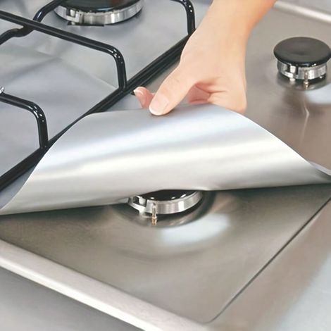 Set de 6 tapis protecteurs lavables pour plaque de cuisson à gaz, résistants à l'huile et à la chaleur, protection pour plaque de cuisson à gaz. (1/5)