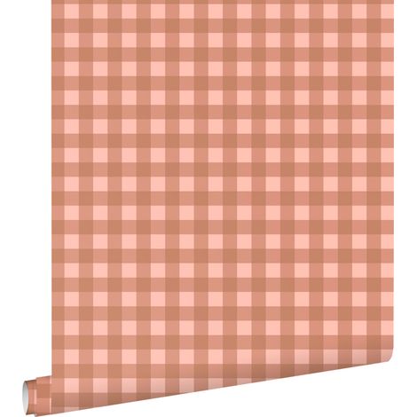 papier peint à damier rose terracotta - ESTAhome