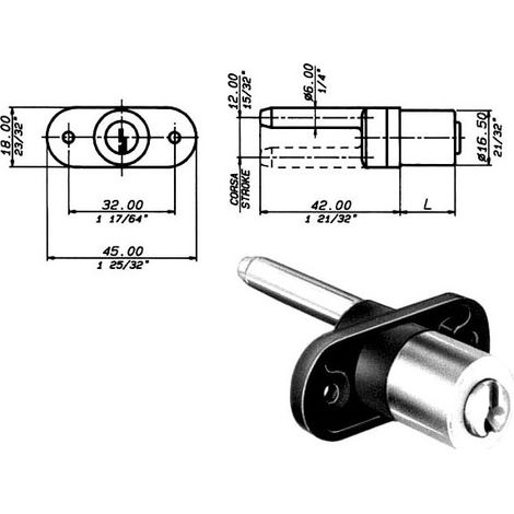 Cerradura para muebles perno horizontal 2133 Meroni