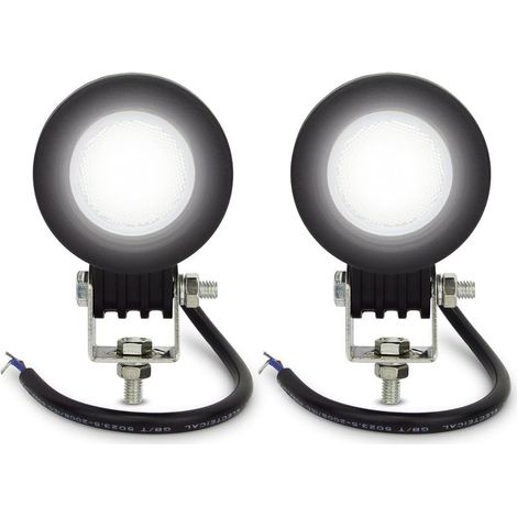 Phare LED Moto 10W Feux Additionnels Moto, Phare de Travail à LED Floodlight 12V, Feux de Brouillard Supplémentaires pour Moto Off-Road ATV avec Support de Montage 6500K, 2PCS (1/5)