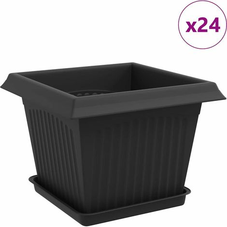 Maison Exclusive - Vasi per Piante 24 pcs Nero 23 x 23 x 17,5 cm Plastica