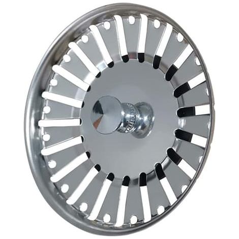 Crépine d'évier en acier inoxydable de 84 mm - Accessoire d'évier idéal, compatible avec les éviers standards (1/5)