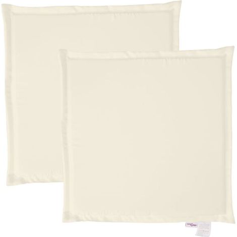 Coussins de chaise de jardin, lot de deux, beige, 45 x 45 x 2 cm, carrés (1/5)