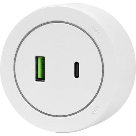 Cargador USB A+B 2,1A para carril KOOB, blanco (1/4)