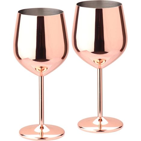 Verre À Vin Rouge - Acier Inoxydable - Pied Métallique - Incassable Sans BPA - Pour Vin Rouge Blanc Champagne Cocktail - 2 Pièces (1/5)