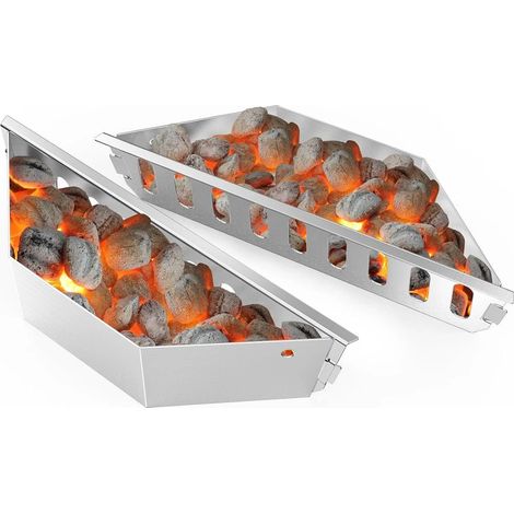 Porte-briquettes professionnel en 2 parties, panier à briquettes pour barbecue, panier à charbon de bois, support à briquettes de charbon de bois pour barbecue, acier inoxydable durable pour modèles 4 (1/5)