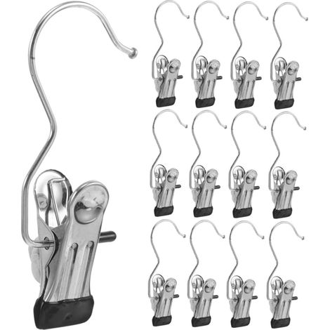 50 Cintres Métal avec Pinces Encoches, Crochets Rotatifs Clips Coulissants (1/4)