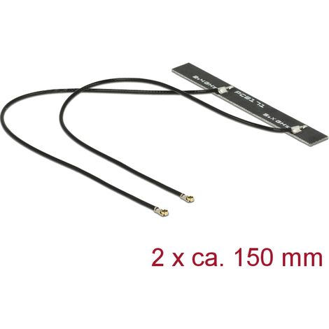 Antenne doppel wlan mhf iv stecker 802.11 ac/a/h/b/g/n 5 dbi 2x150 mm pcb intern delock