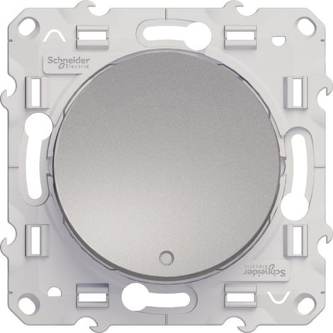 Odace, poussoir lumineux Alu, 10 A, à vis, LED bleu 0,15 mA localisation (S530276) (1/3)