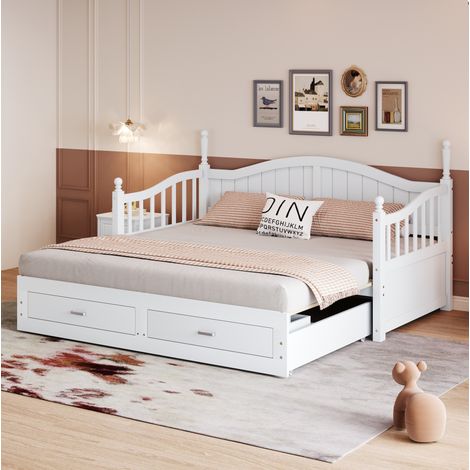 MEUBLIV Letto bianco 90x190 cm estensibile con 2 cassetti, senza materasso (1/5)