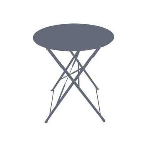 Chalet & Jardin – Table ronde pliante d'extérieur 60cm – Acier époxy gris – 4 places – Idéale pour terrasses et balcons