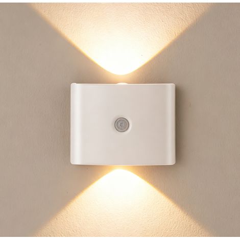 Applique Murale LED Sans Fil Rechargeable avec Détecteur de Mouvement - Fixation Magnétique, Éclairage Haut/Bas 3 Températures de Couleur pour Chambre, Couloir & Escalier - Blanc (1/5)