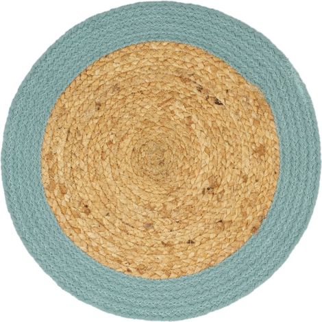 Napperons 6 pcs Naturel et vert 38 cm Jute et coton (1/4)