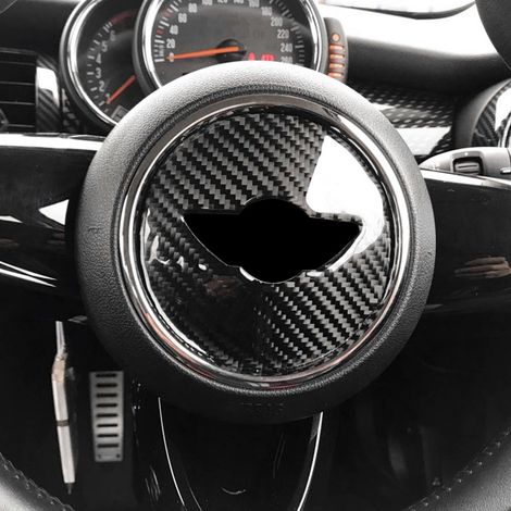 Garniture décorative de volant en fibre de carbone, emblème compatible avec Mini Cooper F55 F56 F60 (1/5)