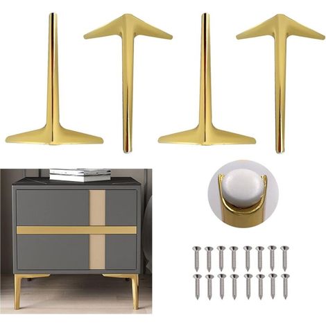 Möbelbeine aus Metall, dreieckige Möbelbeine, DIY-Tischbeine, Sofabeine aus Metall im modernen Stil, geeignet für Sofa, Schrank, Bett, Tisch, Stuhl, 4er-Set (Gold, 18 cm) (1/3)