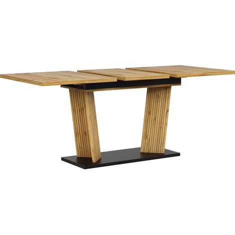 Tavolo da pranzo allungabile moderno effetto legno rovere MDF e metallo (1/5)