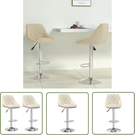 The Living Store Barhocker 2 Stk. Creme Samt - Samtsitz - Barhocker - Cremefarben - Drehbare Barhocker - Höhenverstellbar (1/5)