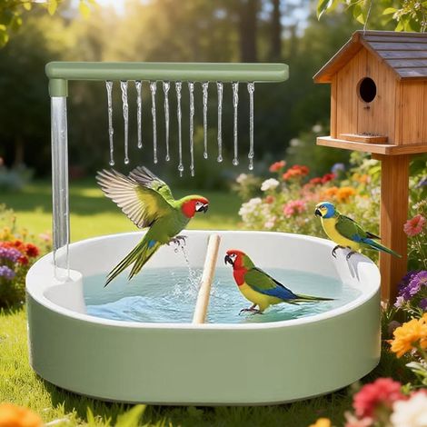 Douche pour oiseaux, perruches, perruches, 32 x 28 cm, automatique, USB, pour perruches, perruches, aras et perroquets (1/5)