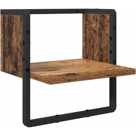 4 x Étagère murale, Bois ancien, Cadre métal, 65x25x30cm, Salon (1/4)