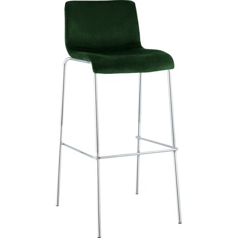 Sgabello da bar x1 schienale basso 4 gambe in metallo cromato seduta in velluto verde 100005947