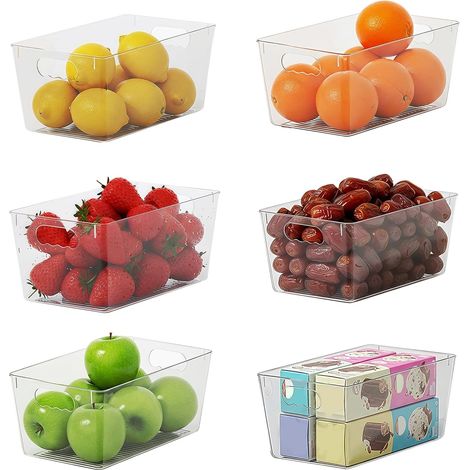 Lot de 6 Bacs Organisateurs Frigo Transparents 24x13,5x11cm (1/5)