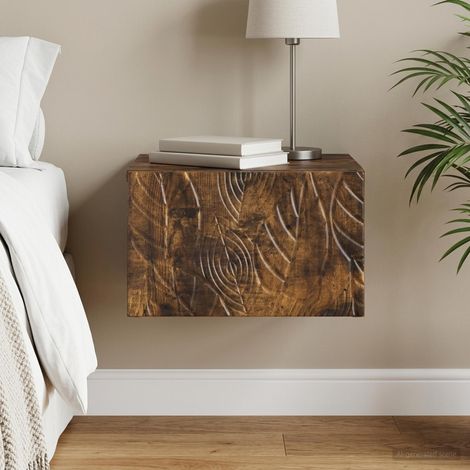 vidaXL Mobiletto da notte a muro Rovere Fumo 49 x 34,5 x 20 cm (1/5)