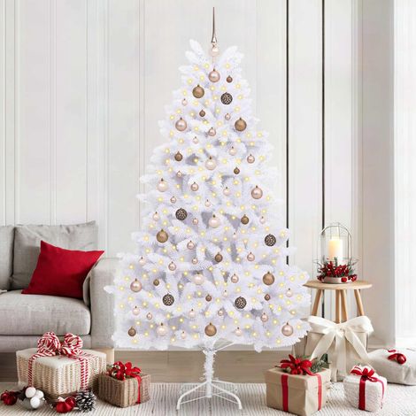 vidaXL Árbol de Navidad artificial 210 cm PVC y Acero Blanco (1/5)
