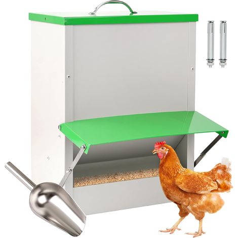 Mangeoire Automatique Pour Poules de 11 Kg Mangeoire à Poulet Antiparasitaire, Mangeoire à Volaille Sans Déchets, Mangeoire à Pluie Extérieure Robuste Pour Poulets, Canards, Oies et Dindes (1/5)