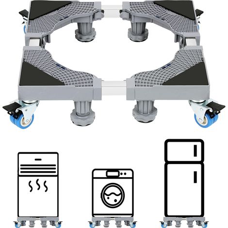 Wolketon Supporto per lavatrice Base per Frigorifero. Lavatrice e Asciugatrice Regolabile 8 piedi + 4 ruote 41-66 cm