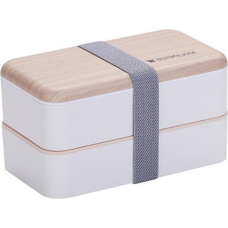 Boîte à bento japonaise à 2 étages avec fourchette, cuillère et compartiments pour la préparation des repas et des collations - Sans BPA - Idéale pour les enfants, les adultes, les garçons, les filles (1/5)
