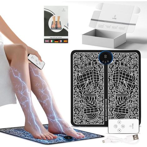 Appareil de massage électrique EMS pour les pieds avec télécommande et manuel d'utilisation - Massage et relaxation des pieds - 8 modes, 18 niveaux d'intensité (1/5)