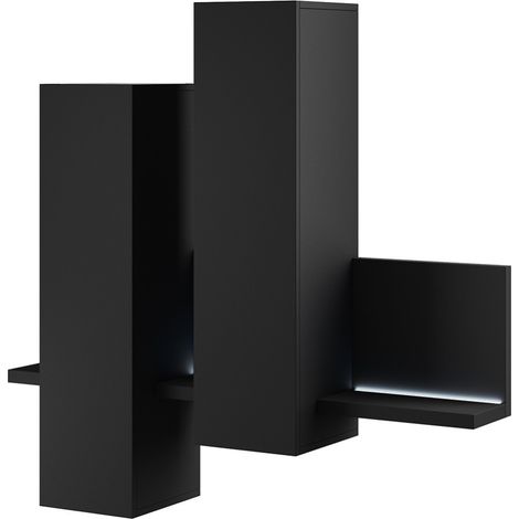 Rangement suspendu BERGAME – Avec LED – 152 cm coloris noir super mat