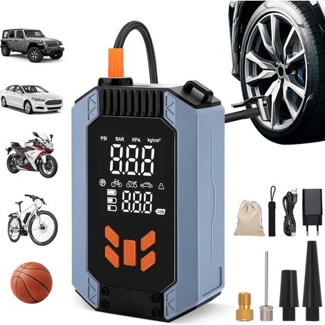 Gonfleur Pneus Voiture sans Fil, Compresseur à Air Portatif avec LED et Port C USB 4000 mAh 4 Modes et 150 PSI, Inflation Rapide Compresseur Arrêt Automatique, pour Voiture, Vélos, Moto Ballons (1/5)