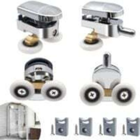 Lot de 8 roulettes pour porte de douche haut et bas de 23 mm (4 supérieurs et 4 inférieurs) (23 mm-8 pièces) (double 23 mm-8 pièces)