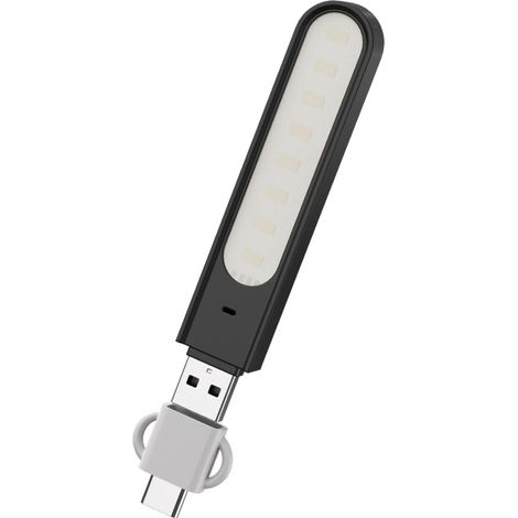 Lámpara de noche USB de 8 LED Mini lámpara LED USB - Enchufe tipo C negro