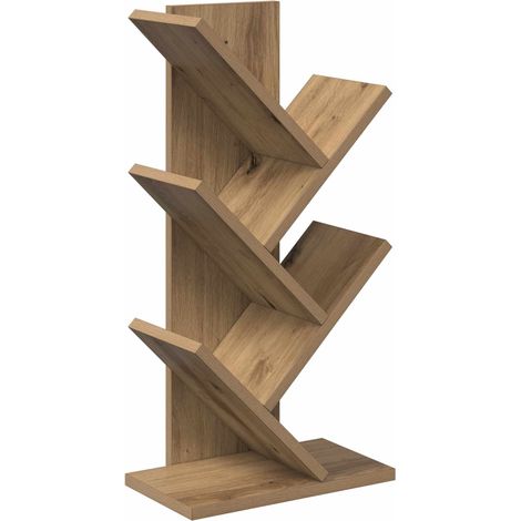 Estantería de Árbol de 4 Niveles 30 x 18 x 60 cm Roble artisan vidaXL (1/5)