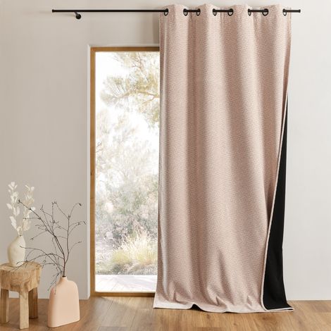 Rideau thermique et obscurcissant bouclette chinée Rose 140x260 cm (1/4)