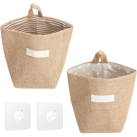 panier de rangement bebe avec 2 pièces autocollantes, panier suspendu rangement, petit paniers, Panier à suspendre - Peut être utilisé dans les salles de bains, cuisines et (1/5)