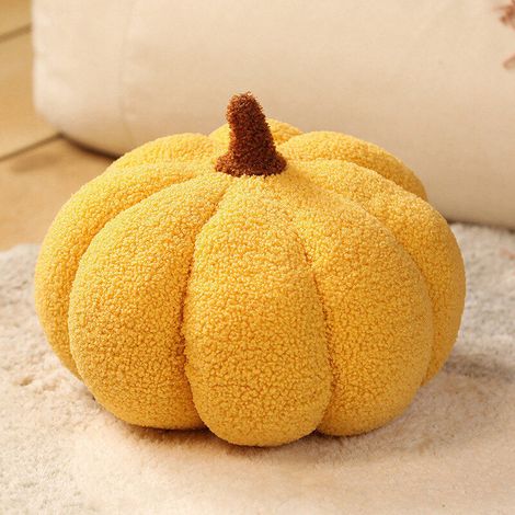 Gelbes Kürbiskissen 232314cm 1 Plüschkissen Sofakissen aus kurzem Plüsch Spielzeugdekoration Halloween (1/5)