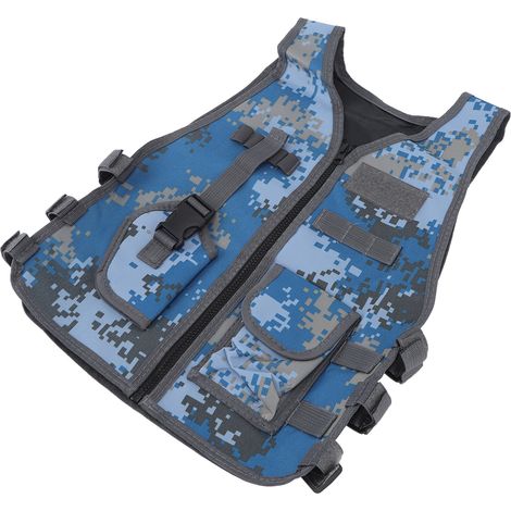 Gilet de Sécurité Enfant - Veste Tactique pour Activités Extérieures Bleu Clair (1/5)
