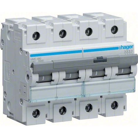 Hmc480 Hager - Disjoncteur 80a - 4p - 15ka C - Courbe C - à Vis - 6 Modules - Hmc (1/4)
