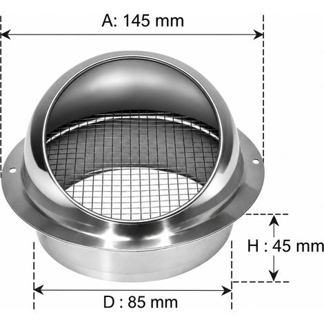 Chapeau de ventilation mural en acier inoxydable 201 sans persiennes 90 mm pour hotte et conduit d'aération – Livraison gratuite