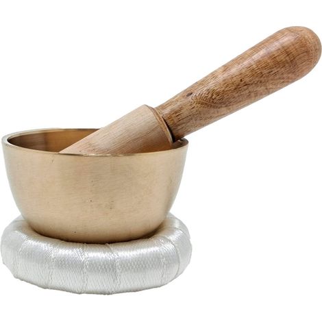 Mini cuenco tibetano de latón dorado con cojín 6 cm (1/5)